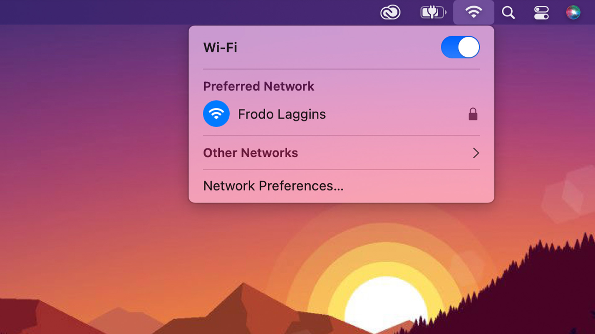 macOS Wi Fi connection icon