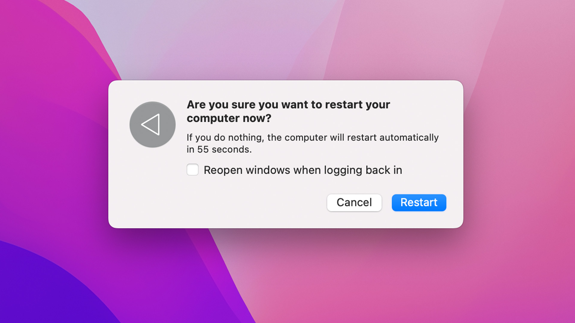 macOS reboot
