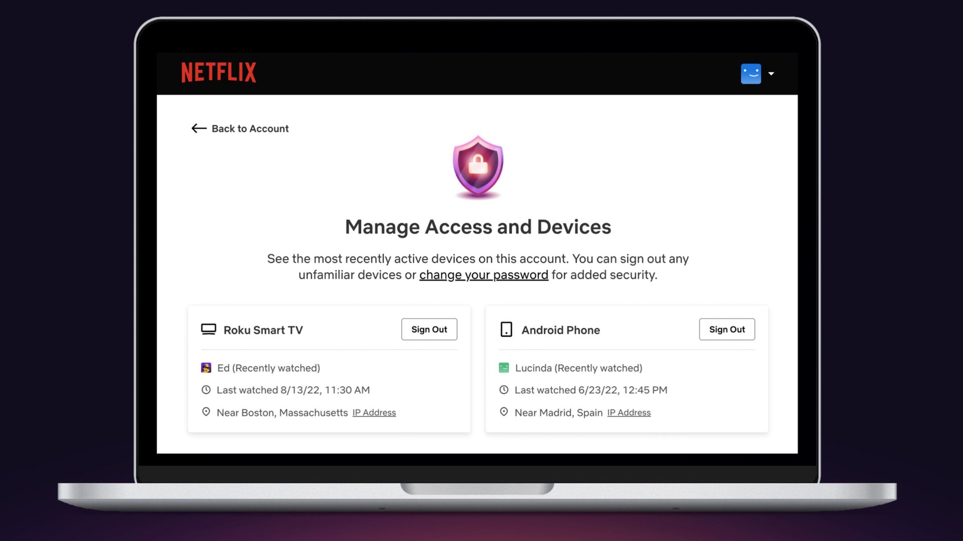 netflix account device booting