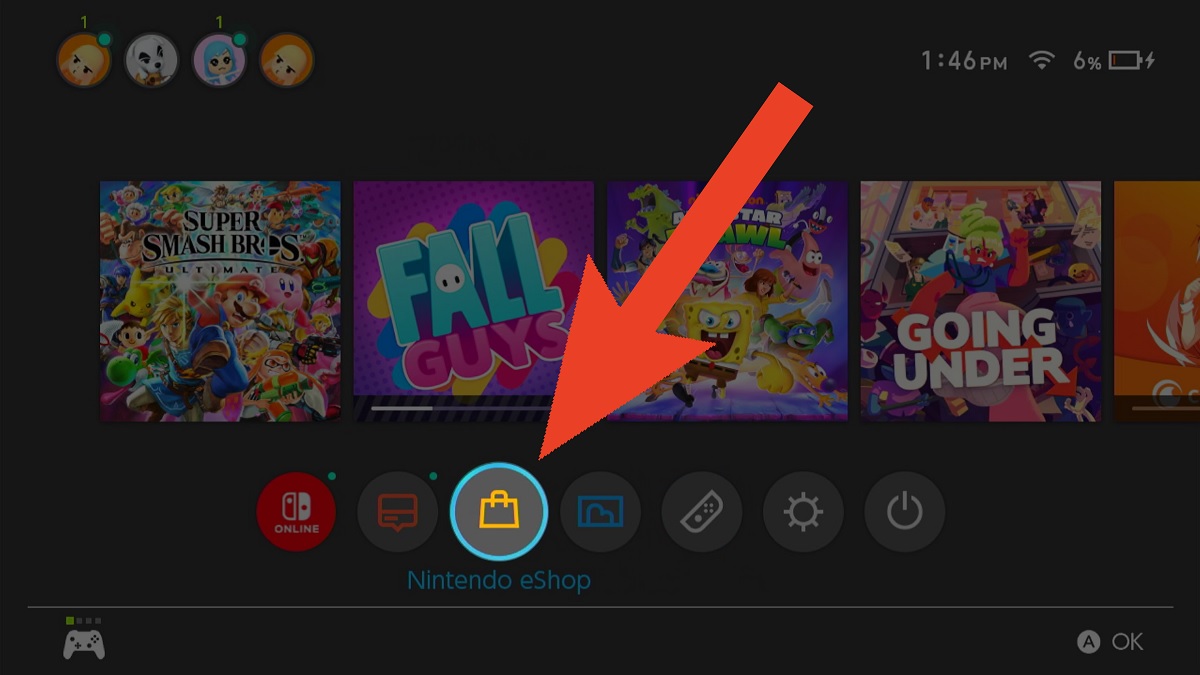 location of the nintendo switch eshop on the home menu