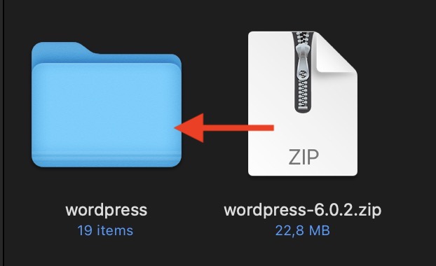 descomprimir archivos de instalación de wordpress