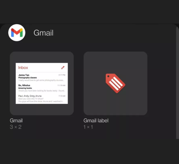 android 12 widgets google gmail