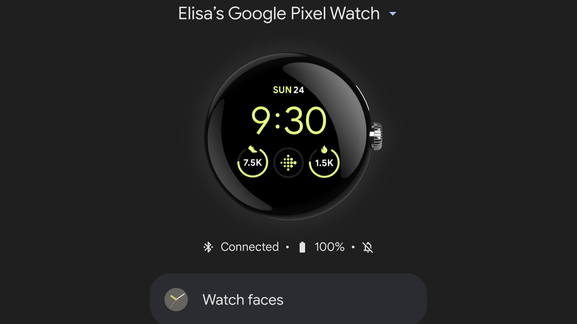 Capture d'écran de l'application AAW Google Pixel Watch