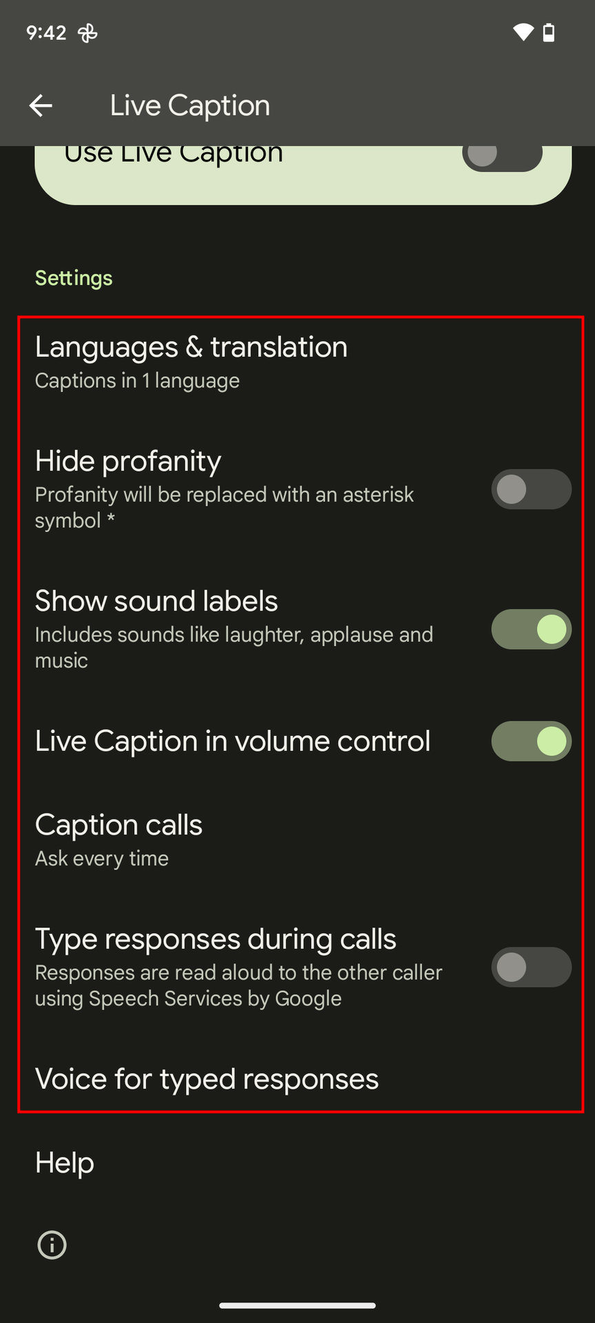 Access the Live Caption settings 3