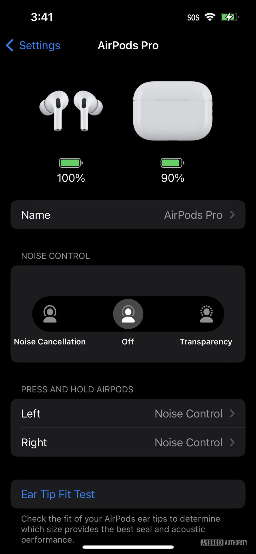 A screenshot of the AirPods Pro 2 settings page in the iPhone Settings app showing the top portion.