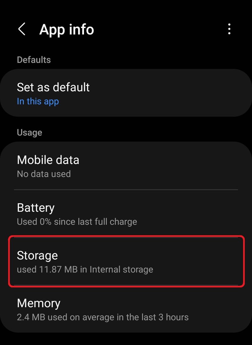 App info storage