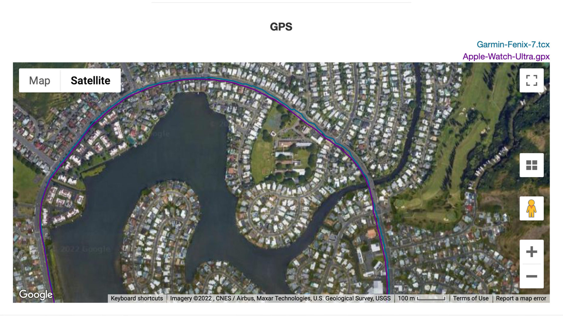 GPS data shows the Apple Watch Ultra outperforming a Garmin Fenix 7 on a loop run.