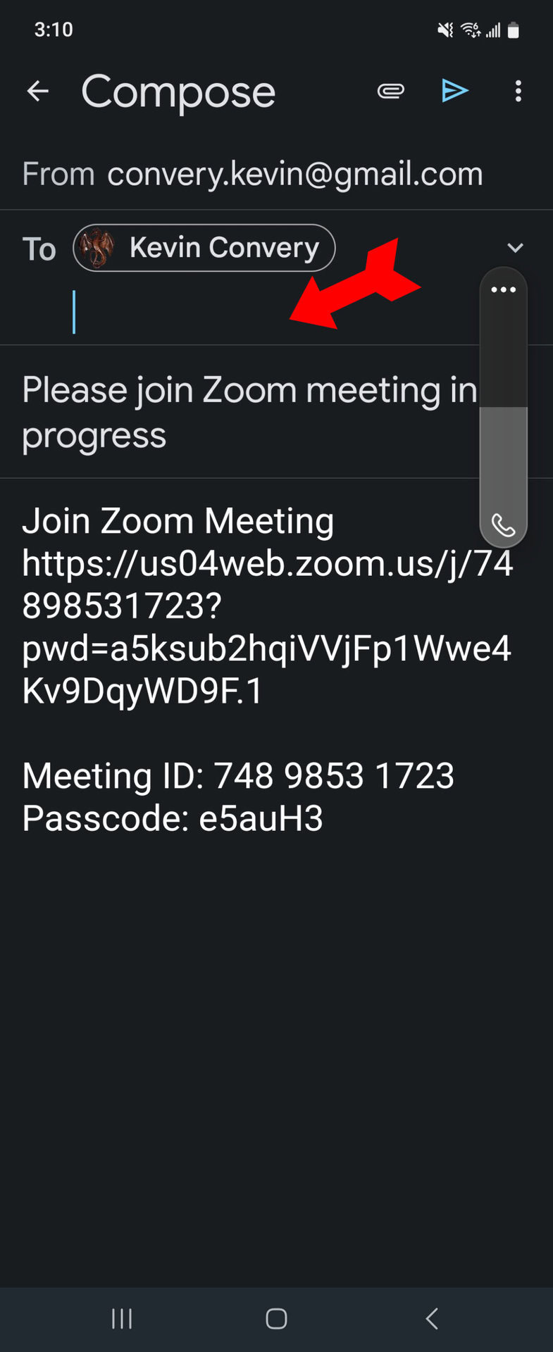 Conference Call Zoom Impromptu Meeting Invite Email