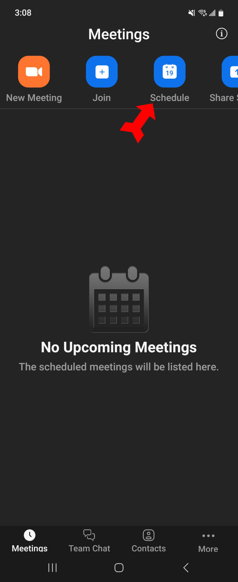 Conference Call Zoom Start Meeting or schedule Meeting Screen