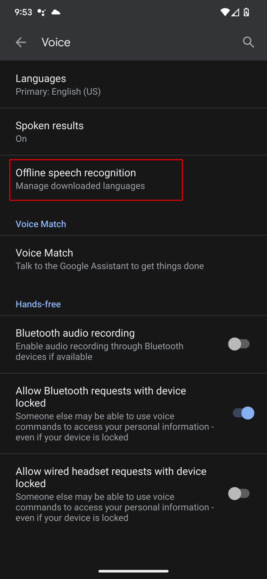 Download voice to text languages on Android 4