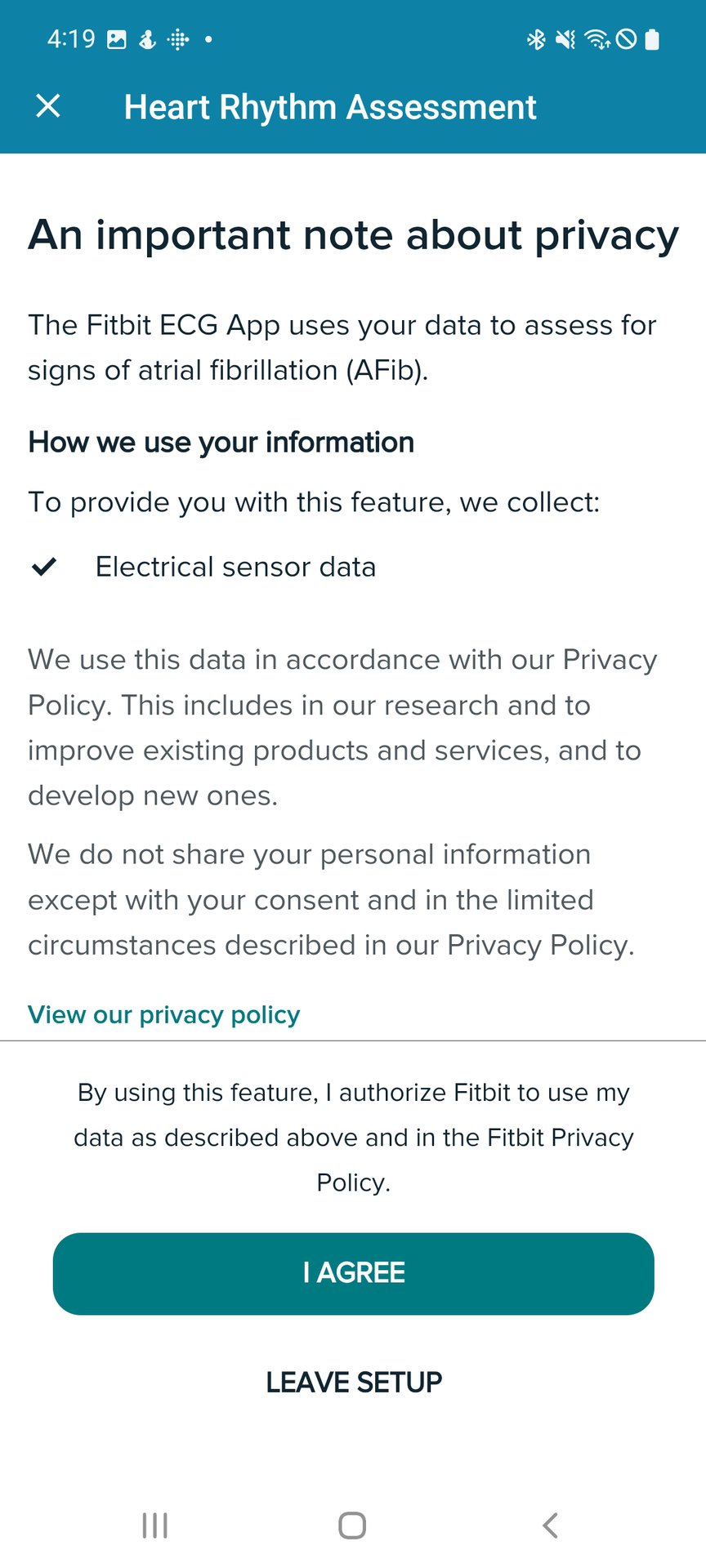 Fitbit App ECG Privacy