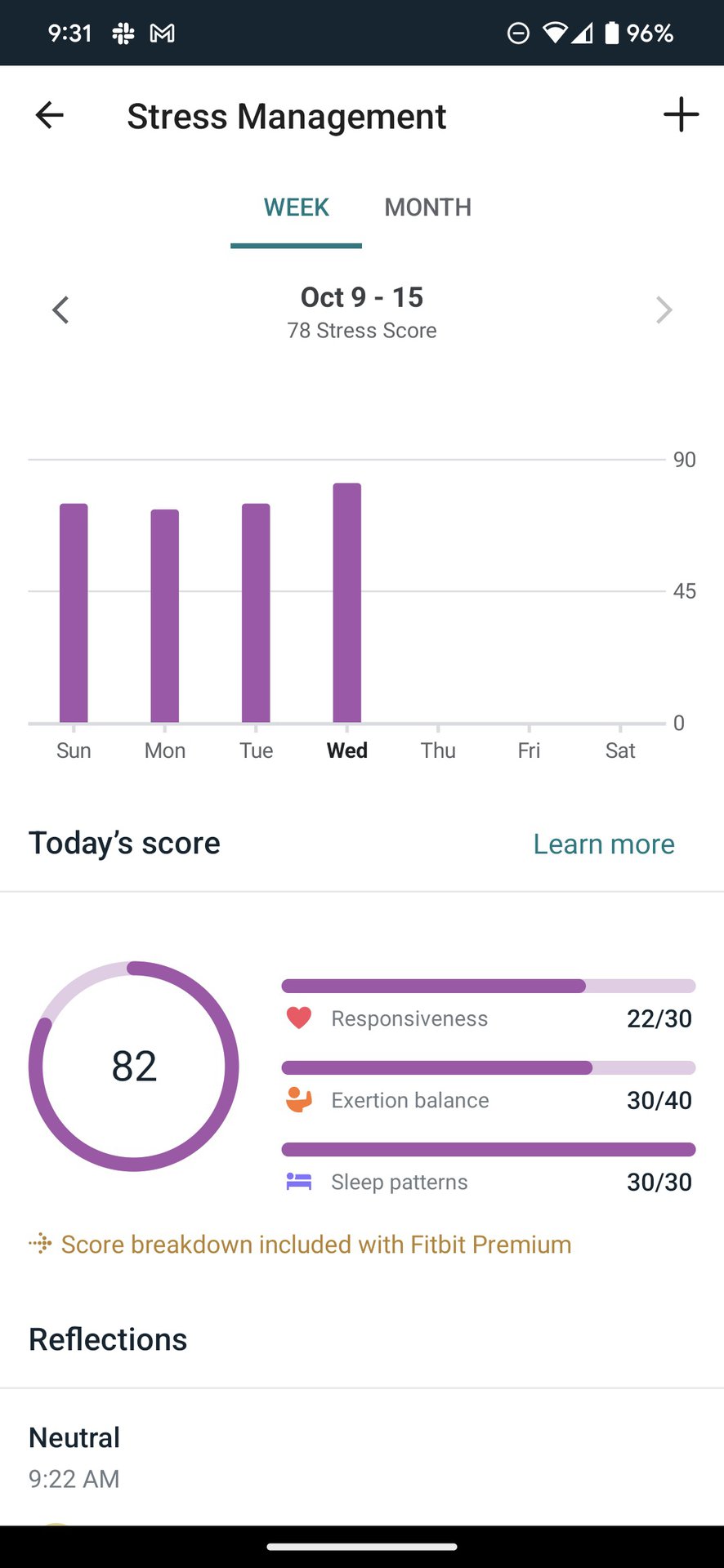 Fitbit App Stress Management Screen