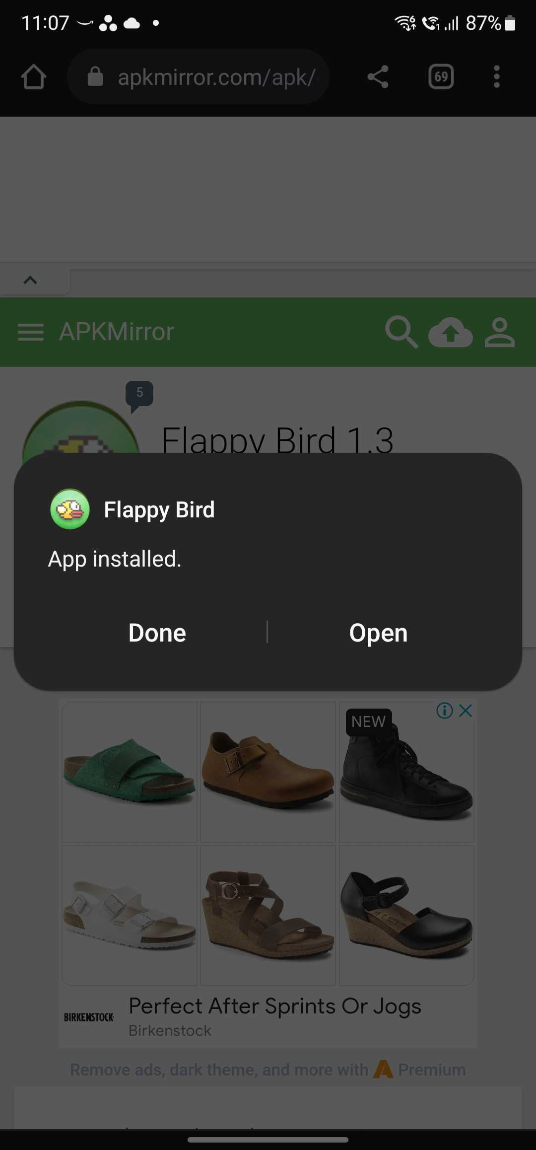 Pemasangan Galaxy S22 Ultra flappy bird
