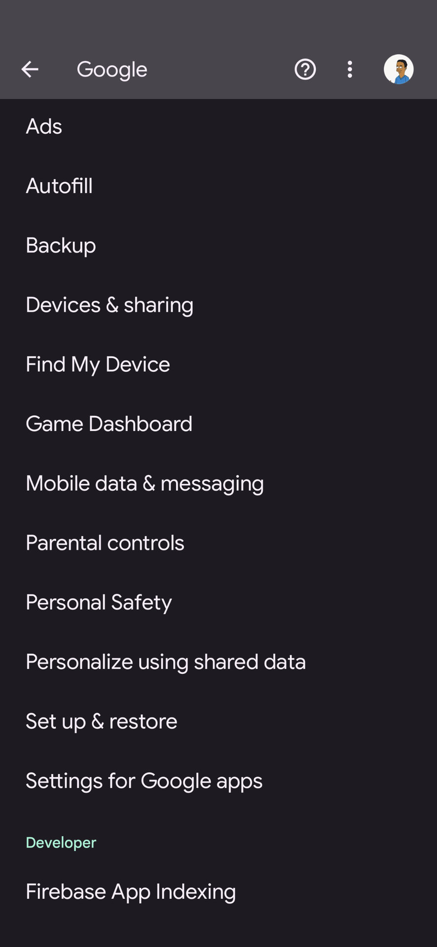 Game Dashboard in Android settings