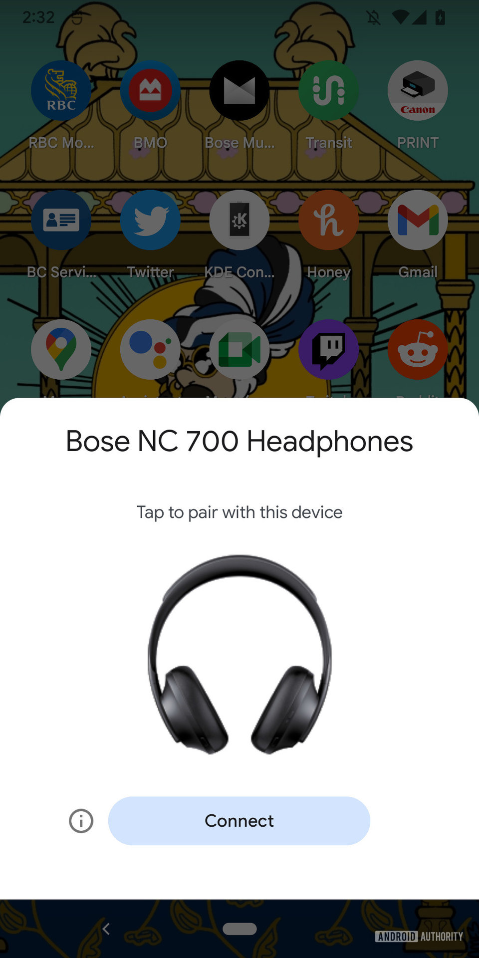 A screenshot of the Google Fast Pair pop up for the Bose Noise Cancelling Headphones 700 prompting to connect them.