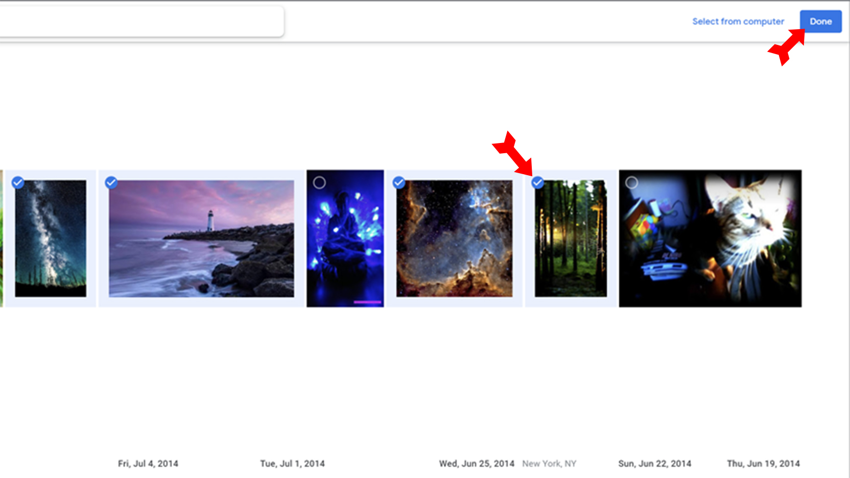 Google Photos Slideshow Add Photos and Done