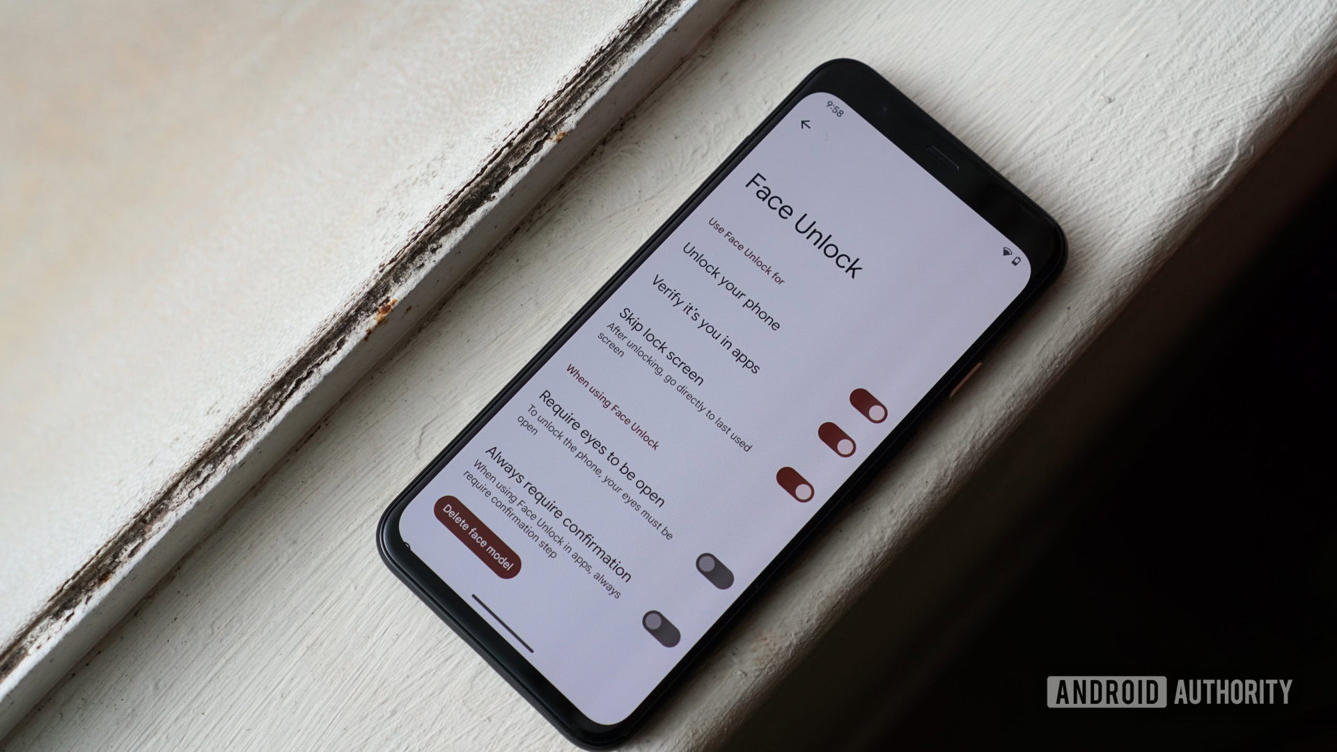 Google Pixel 4 face unlock menu edit