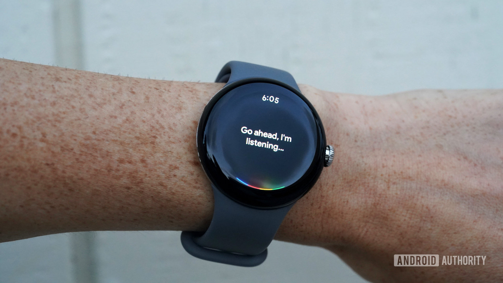 A user accesses Google Assistant on their Google Pixel Watch.