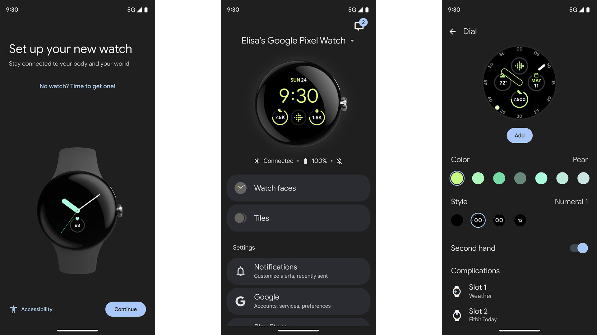 Google Pixel Watch app screenshot 2022