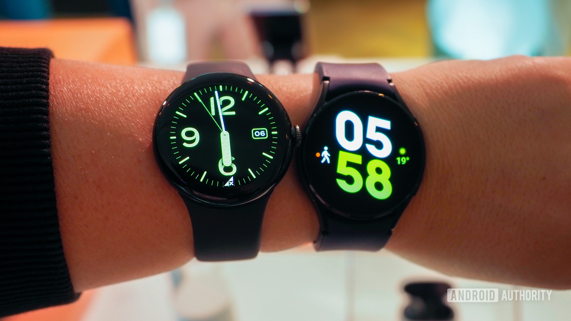 Google Pixel watches on the wrist