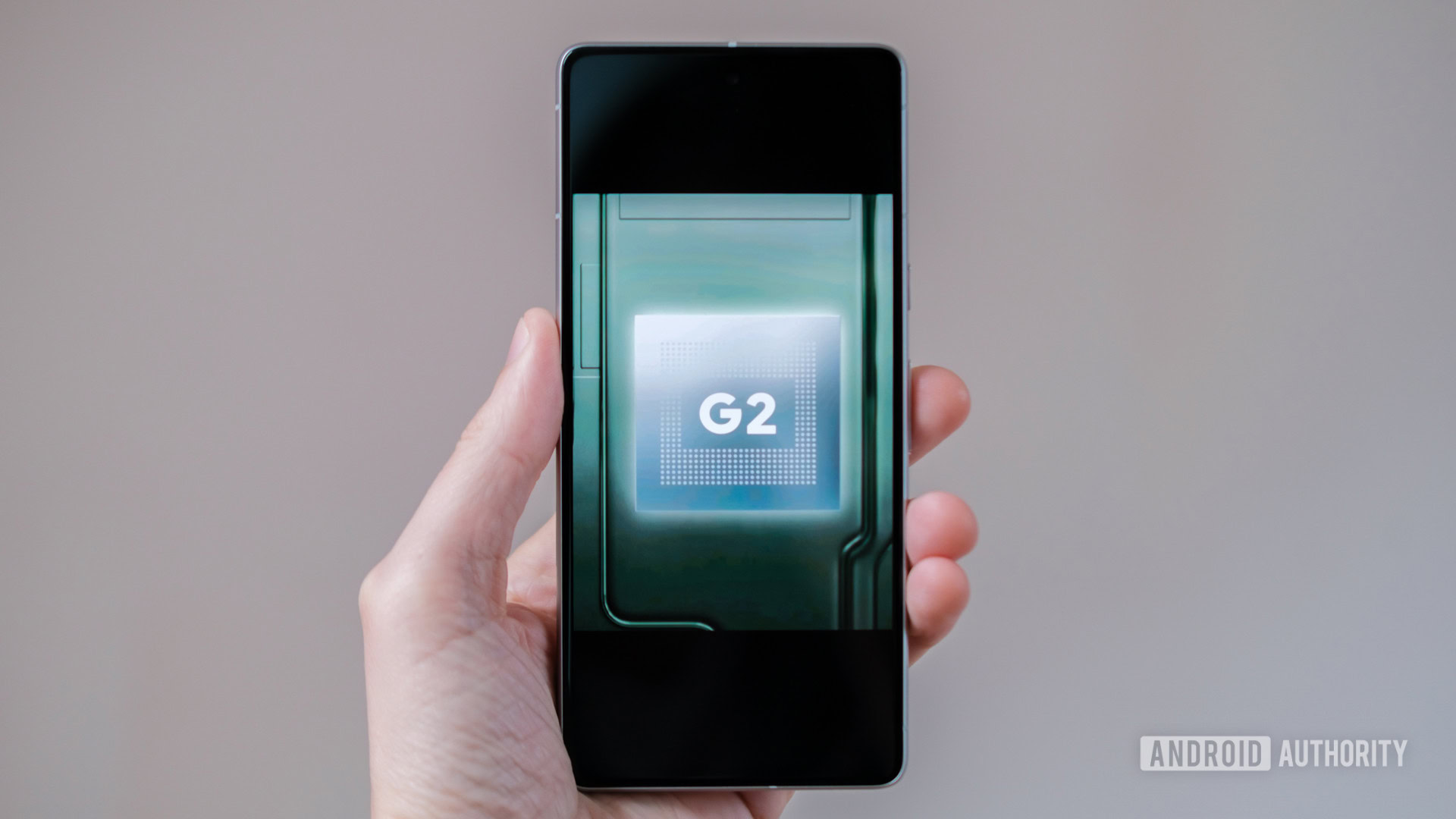 Google Tensor G2 logo in hand