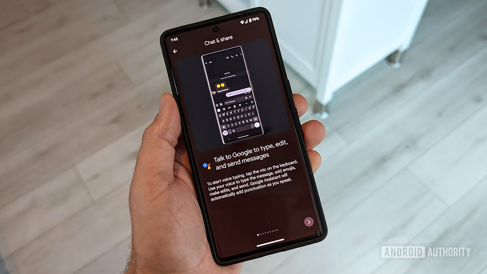 Google voice typing on the Pixel 7