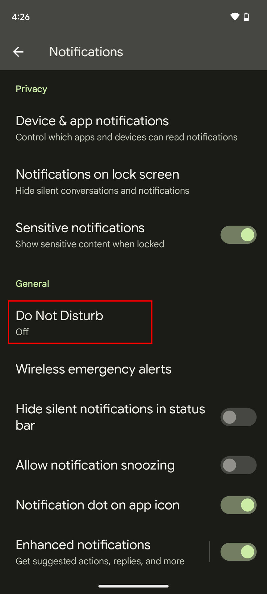 How to access the Do Not Disturbsettings on Pixel 2