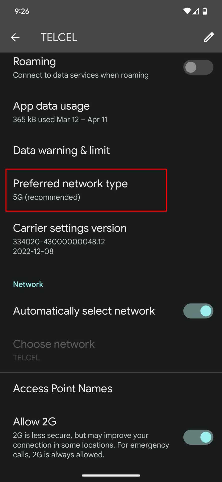 How to activate 4G or 5G on Pixel 7 Pro 3