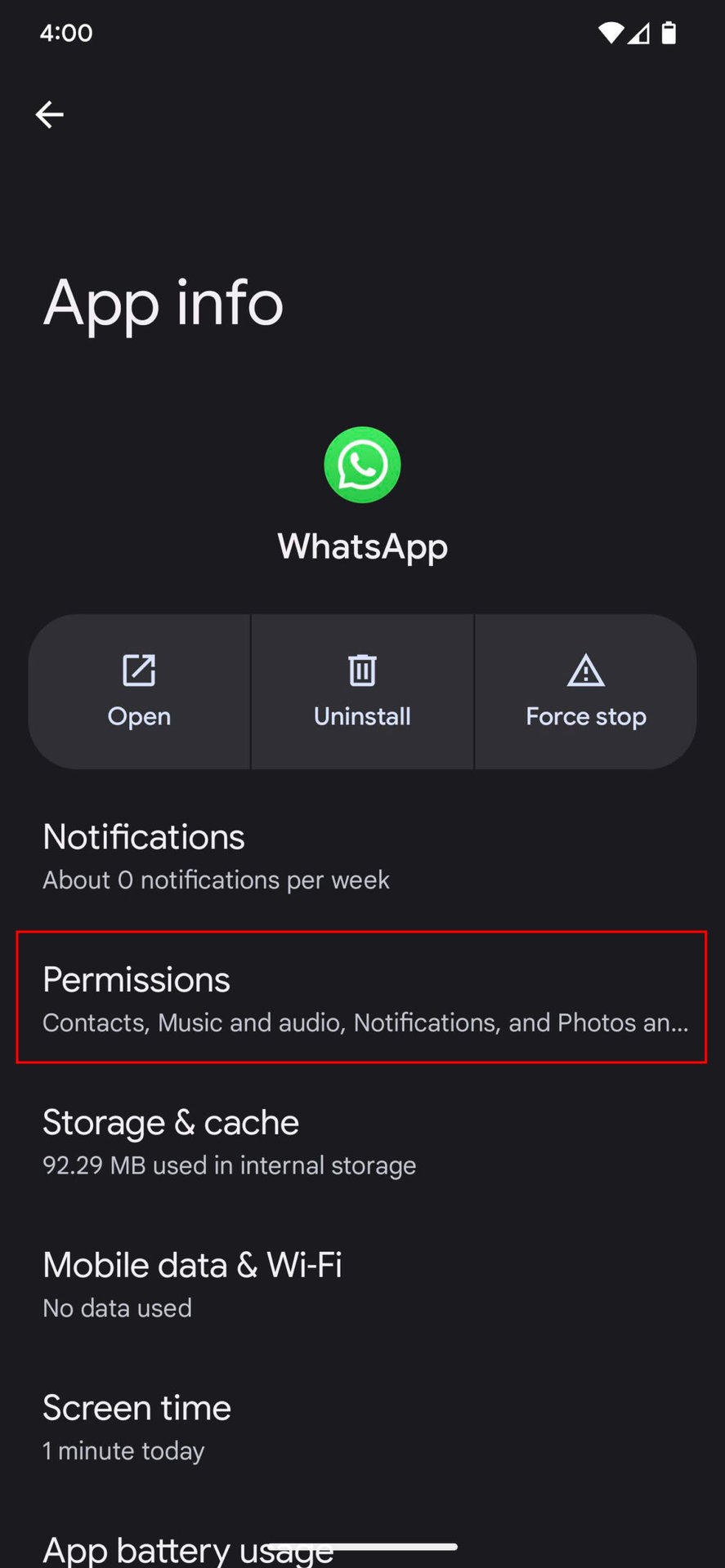 How to change WhatsApp app permissions 3