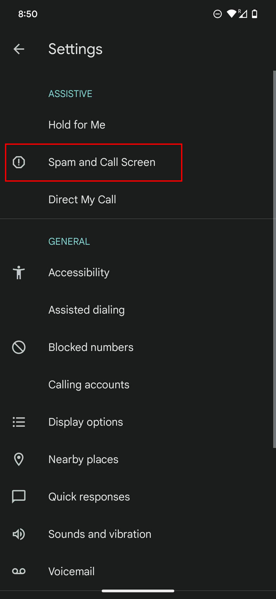 How to change the assistant voice for screened calls 3