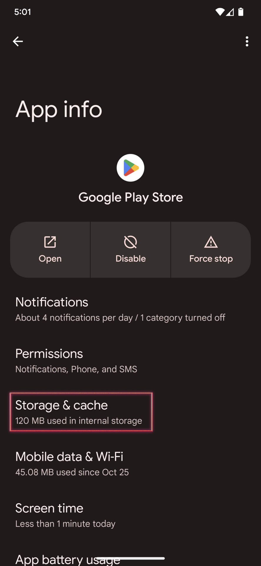 How to clear Google Play Store app storage on Android 13 4