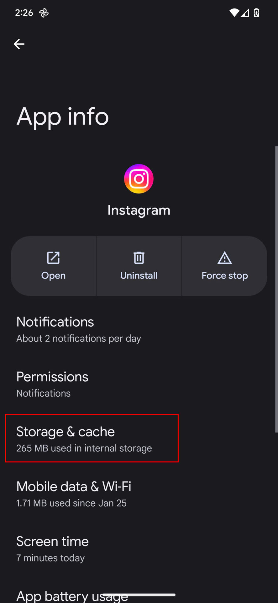 How to clear Instagram cache 3