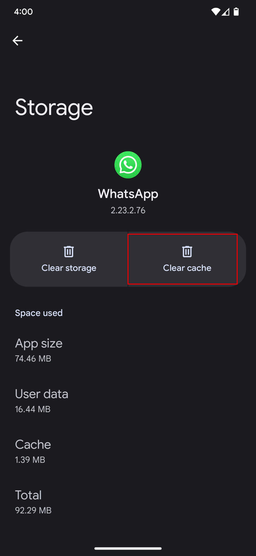How to clear WhatsApp cache 4