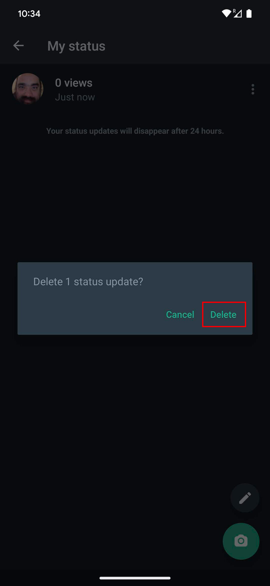 How to delete a WhatsApp status on Android 5