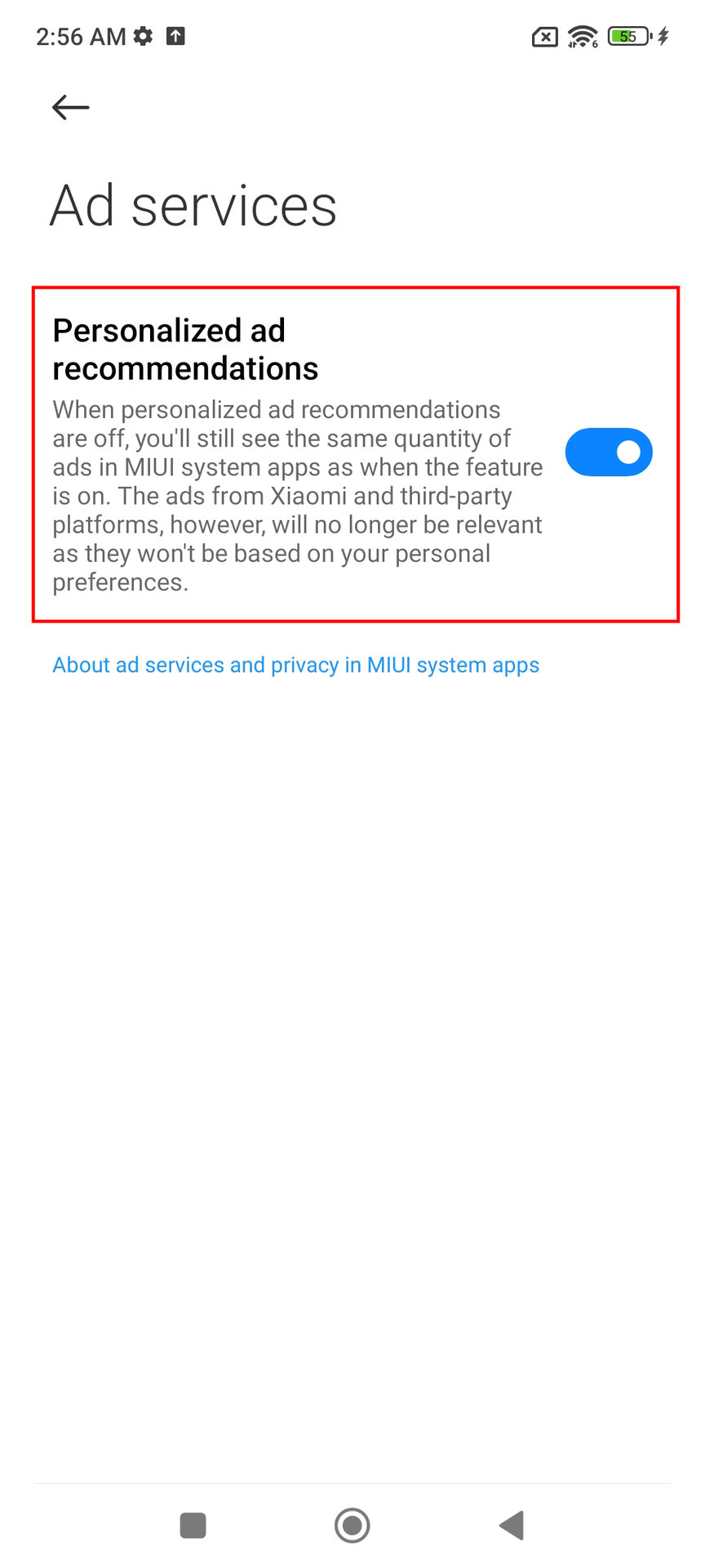 How to disable Xiaomi personal ad recommendations 4
