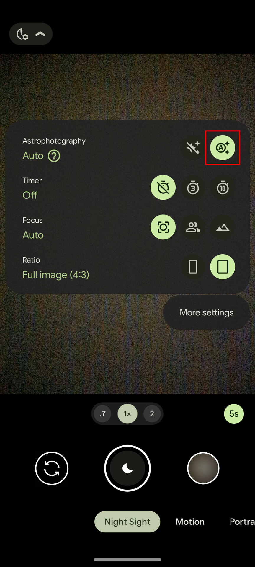 How to enable Astriphotography mode on Pixel 7 3