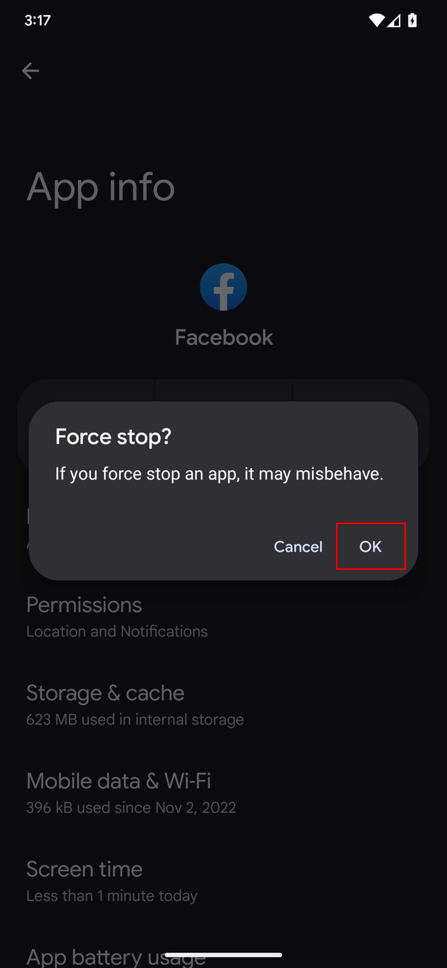 How to force close Facebook on Android 5