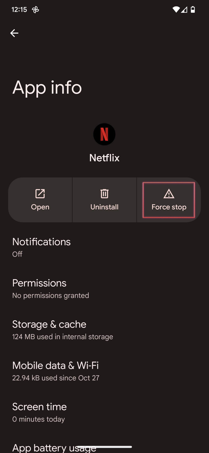 How to force stop Netflix on Android 13 4