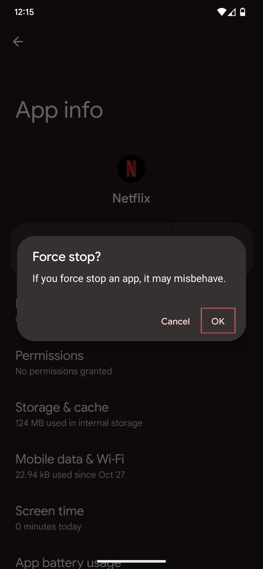 How to force stop Netflix on Android 13 5