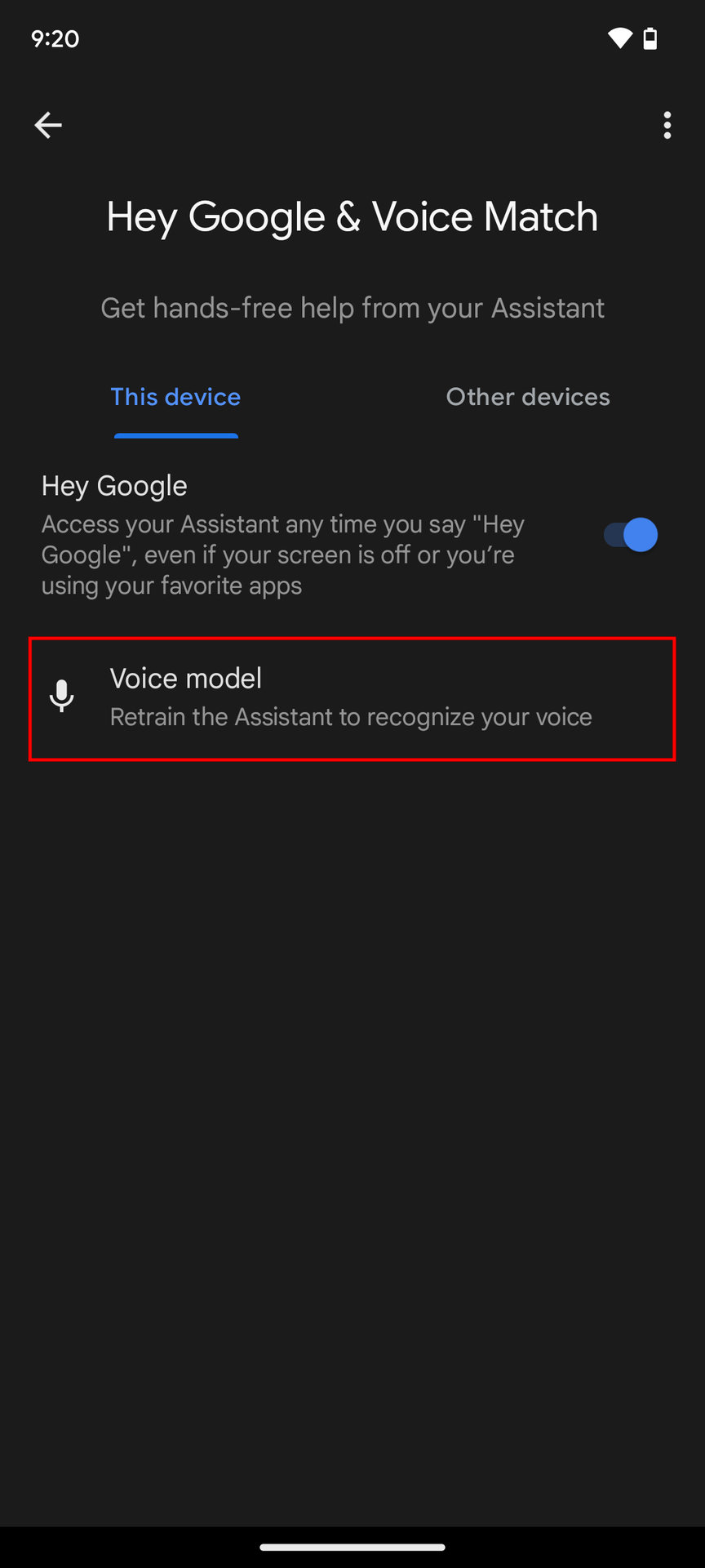 How to retrain Voice Model 6 - Google Assistant not working