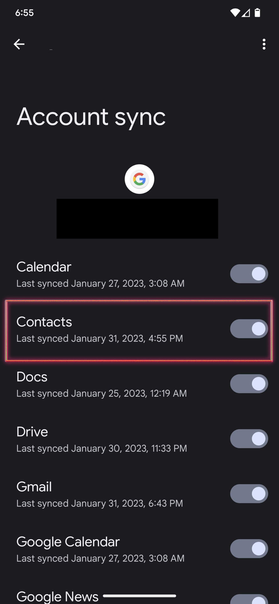 How to sync Contacts to Google account on Android 13 4