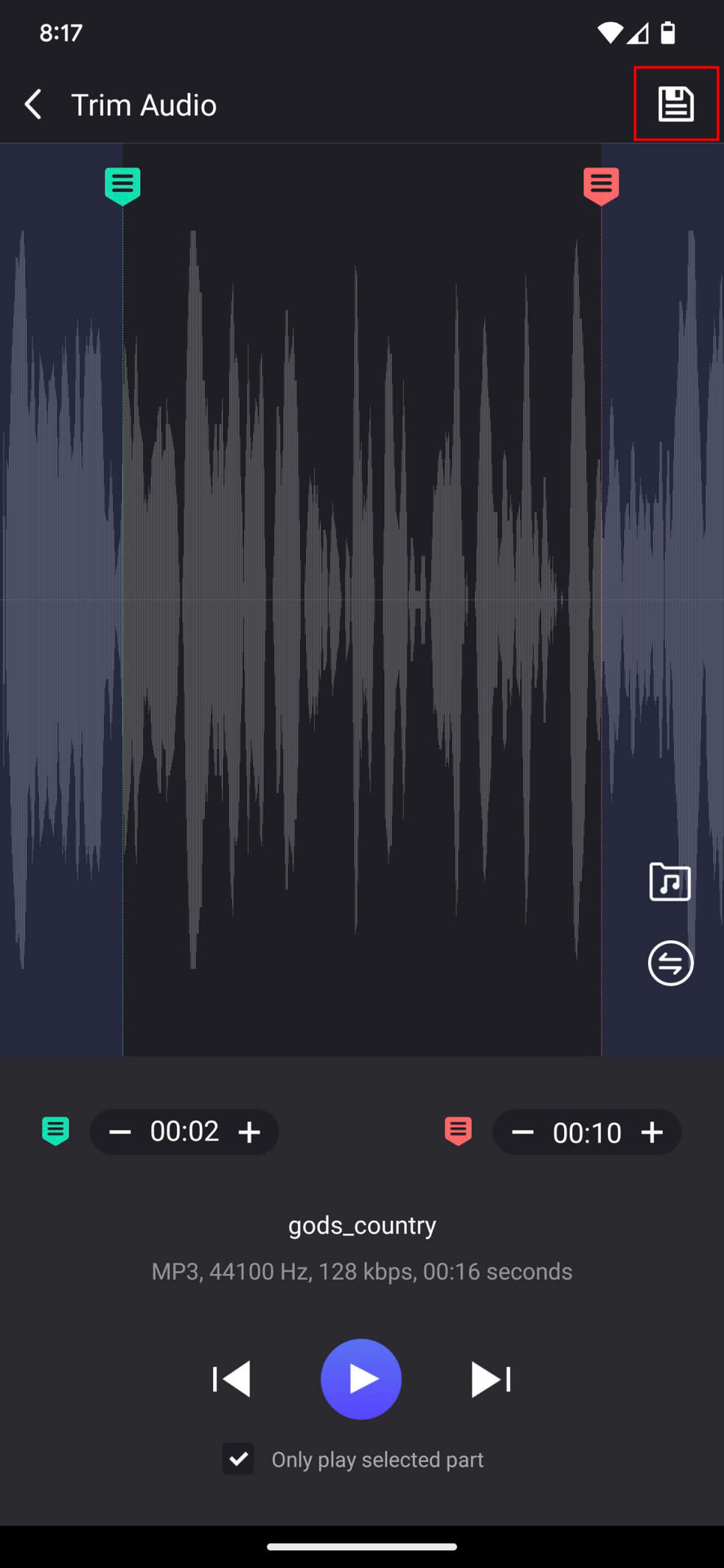 How to trim audio using Music Editor app 3