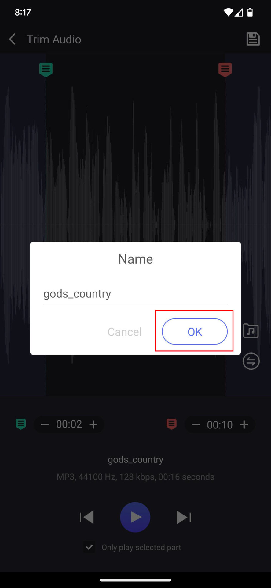 How to trim audio using Music Editor app 4