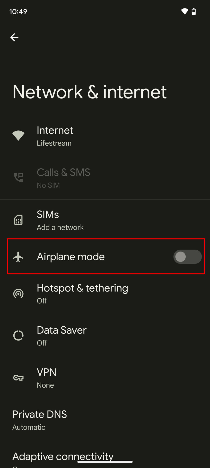 How to turn off Airplane mode 2