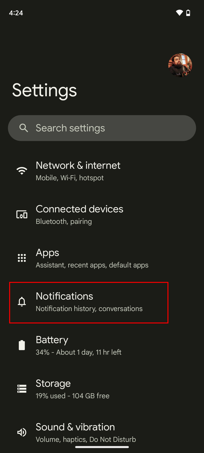 How to turn on Do Not Disturb on Pixel using the Settings 1