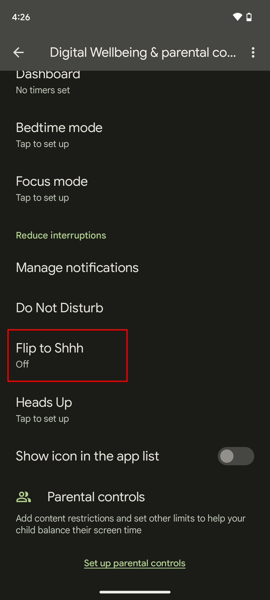 How to turn on Flip to Shhh on Pixel 2