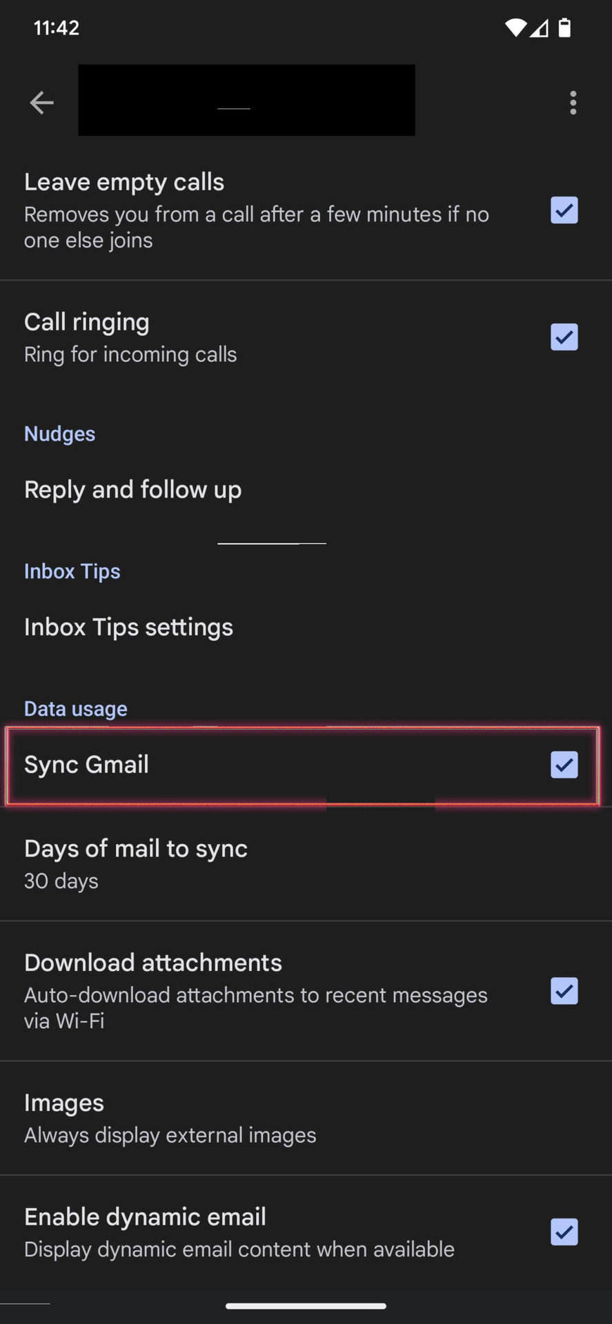 How to turn on Sync Gmail option 3