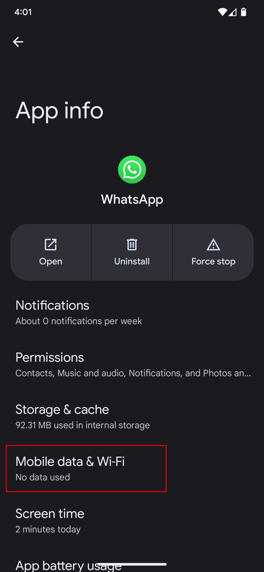 How to turn on background data on WhatsApp 3
