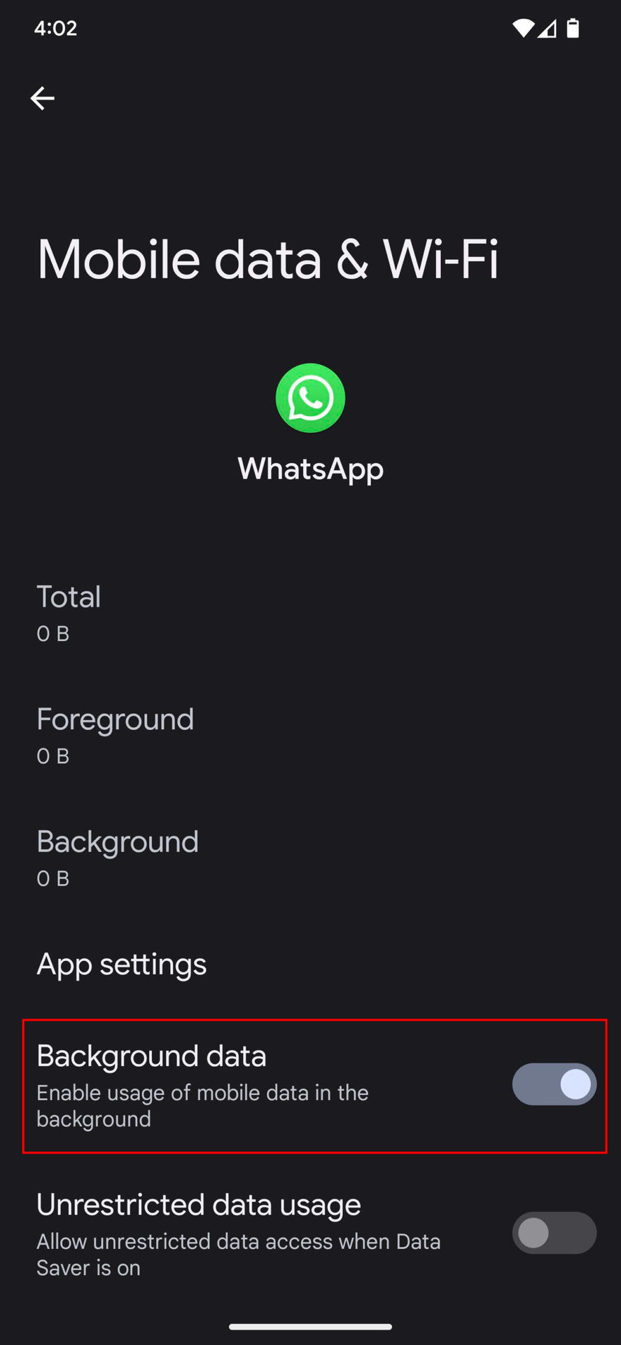 How to turn on background data on WhatsApp 4
