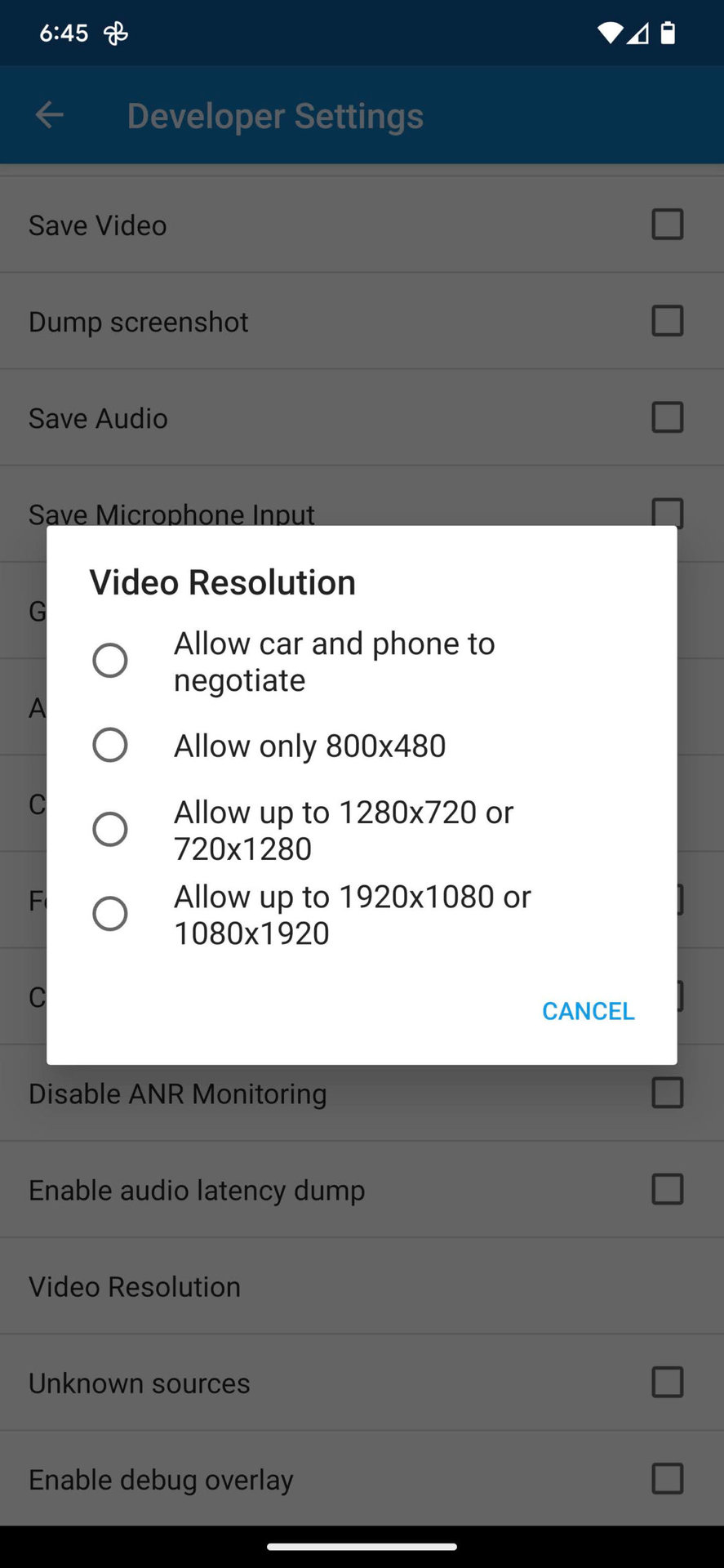 Incrase Android Auto video resolution 7